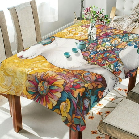 

BZSMCE Square Tablecloth Cat s Embrace Pattern Tableclothes