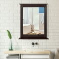 thumbnail image 3 of Gymax Bathroom Wall-Mounted Mirror W/Shelf Vanity Makeup Mirror Multipurpose Brown, 3 of 9