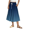 thumbnail image 3 of Gfyviroh Women's Long Skirts Gradient Color Drawstring A-Line Skirts High Elastic Waist Ruffled Hem Midi Skirts, 3 of 7