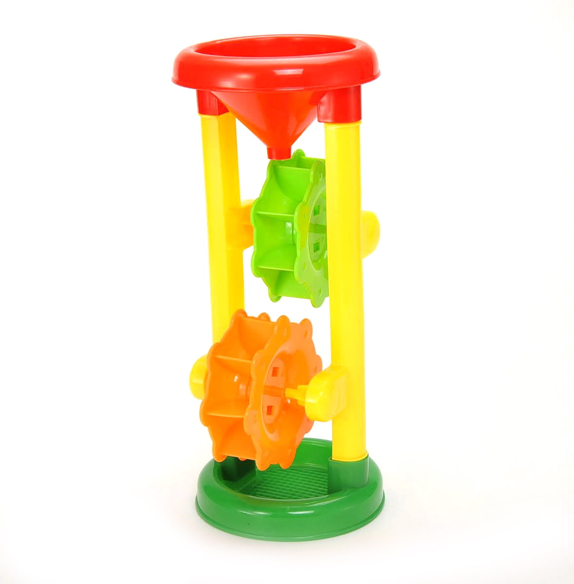 Sun & Fun PlayWorld Double Sand Wheel Beach Toy Set with Bucket, Shovels, Rakes, Sailboat and 3 Molds