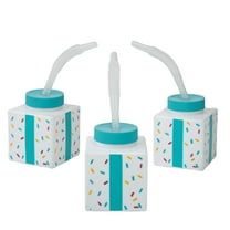 2 3/4" 10 oz. Present-Shaped Cups with Lids & Straws - 12 Pieces