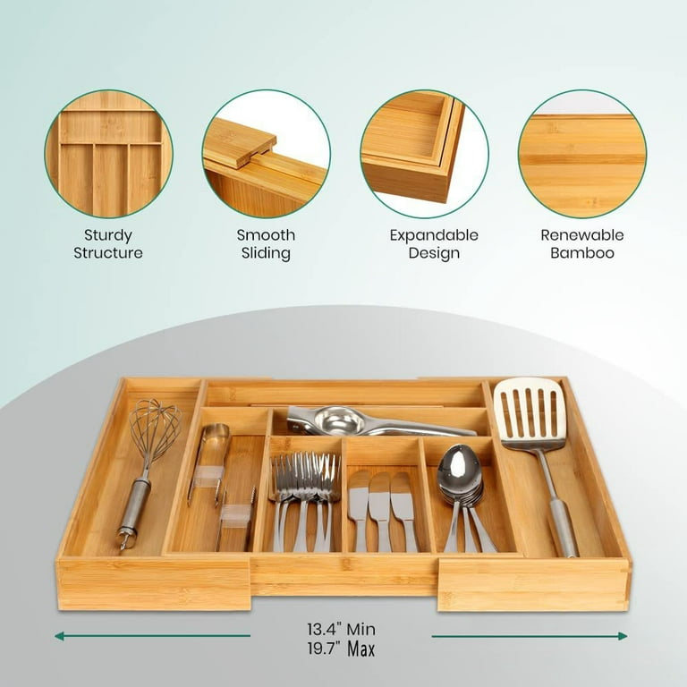 8-Comp Expandable Premium Bamboo Drawer Organizer – Patek Packaging