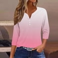 thumbnail image 2 of Jewelreauty Tunic Tops for Women Elbow Length Notch Neck Casual Button Blouses Summer Casual Tees, 2 of 5