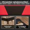 thumbnail image 6 of Bestier Queen Size Bed Frame with LED Adjustable Storage headboard, PU Leather Upholstered Platform Bed, Black & Red, 6 of 8