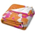 thumbnail image 3 of Pink and Orange Funky Preppy Throw Blanket Soft Cozy Flannel Fleece Warm Microfiber Blankets for Couch Sofa Bed 40"x50", 3 of 8