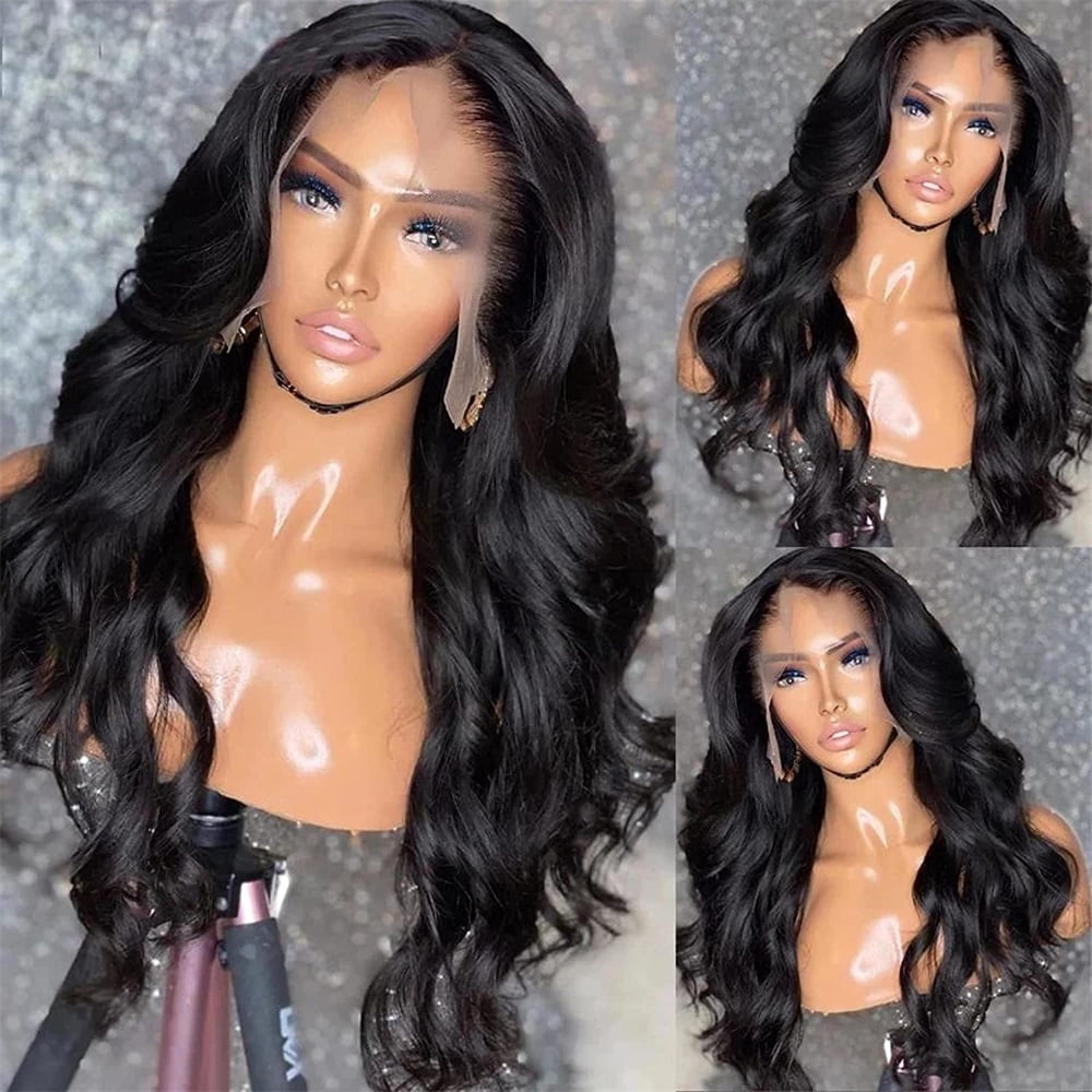 Body Wave Lace Front Wigs Human Hair 13x4x1 T-Part Lace Front Wigs 10A Brazilian Virgin Human Hair Transparent Lace Front Wigs for Black Women 150% Density Human Hair Wigs Natural Black