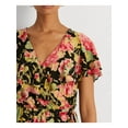thumbnail image 3 of RALPH LAUREN Womens Black Ruffled Tie Elastic Waist Floral Flutter Sleeve Surplice Neckline Party Peplum Top XL, 3 of 4