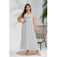 thumbnail image 3 of AURA Plus Size Polka Dot V Neck Maxi Dress Sleeveless Stretch Pleated Elegant 1XL 2XL 3XL 4XL, 3 of 10