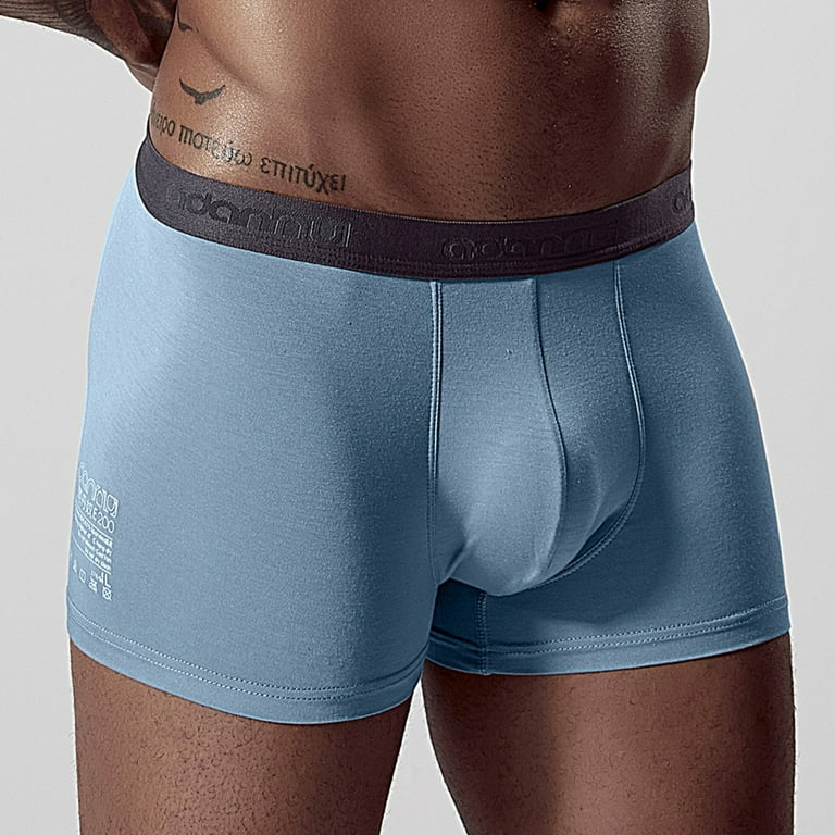 PMUYBHF Mens Thermal Underwear Pants Long Men s Comfortable Slim Boxer Briefs Panties Solid Color Mid Waist Boxer Briefs Men Boxers Underwear