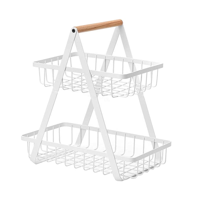 Cesta De Pan Portátil Cesta De Almacenamiento De Soporte De Fruta De 2 Niveles Desmontable Blanco Sunnimix soporte de cesta de frutas