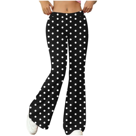 Iyufng Women Yoga Pants Polka Dot Print Flared Pants Stretch Sports and Yoga Pants