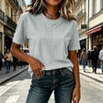 thumbnail image 5 of cocolona Summer Striped Button Pullover Tops for Women Short Sleeve Crew Neck Shirts Loose Casual Blouses, 5 of 7