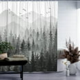 thumbnail image 3 of Black and White Misty Forest Shower Curtain Set Grey Gray Ombre Waterproof Fabric Shower Curtains Nature Tree Mountain Woodland Decorative Bathroom Bath Curtain Decor (72"x 72", Black), 3 of 6