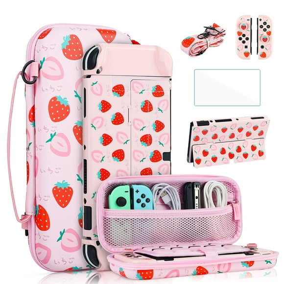 FANPL Étui de Transport Mignon pour Nintendo Switch OLED, Rose Pro