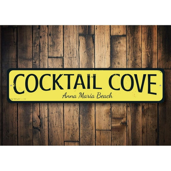 Cocktail Cove Novelty Sign, Metal Wall Decor - 4x18 inches