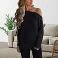 thumbnail image 2 of DHFJKG Womens Sweaters Off Shoulder Loose Fit Long Sleeve Solid Color Knitted Top For Fall Winter Fashion Stylish Soft Jumper Tops, 2 of 4