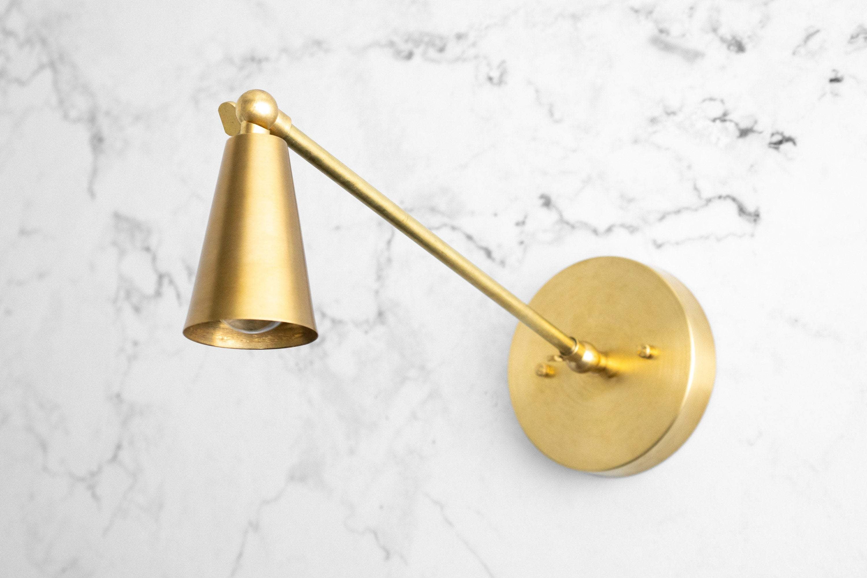 Art Deco Brass Cone Sconce Swing Arm Wall Sconce Light
