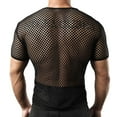 thumbnail image 2 of Luxalzxs Men's Mesh Fishnet Top Round Neck Short Sleeve Sheer See Through T Shirt Fitted Muscle Blouse Clubwear Summer Hollow Out Casual Soild Color Beach Shirts, 2 of 5