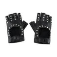 thumbnail image 1 of Guantes de motocicleta Colcomx de material cuero sin dedos con remaches de medio dedo, 1 of 7