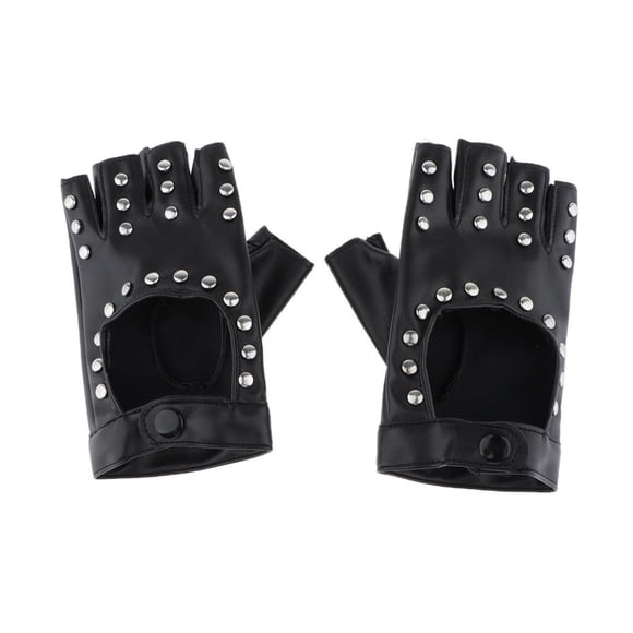Guantes de motocicleta Colcomx de material cuero sin dedos con remaches de medio dedo