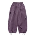 thumbnail image 2 of CPNG Kids Waterproof Snowpants Parachute Pants Winter Fleece Lined Casual Baggy Windbreaker Pants Cuffed Ankle Outdoor Ski Pants Boys Girls Snow Pants, 2 of 5
