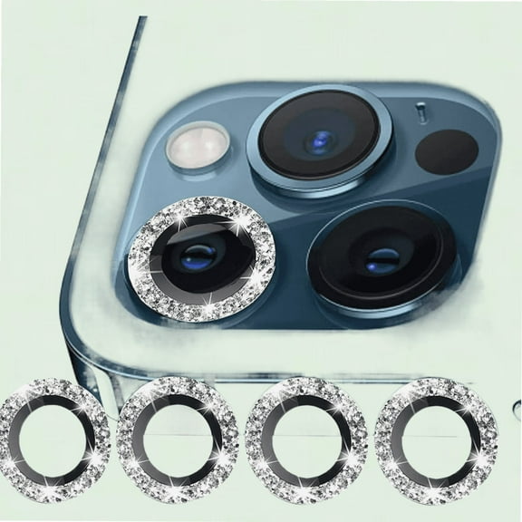 Bling Camera Lens Protector for iPhone 12 Pro/12/11/11 Pro, Sparkly Glitter Cover with Clear Glass