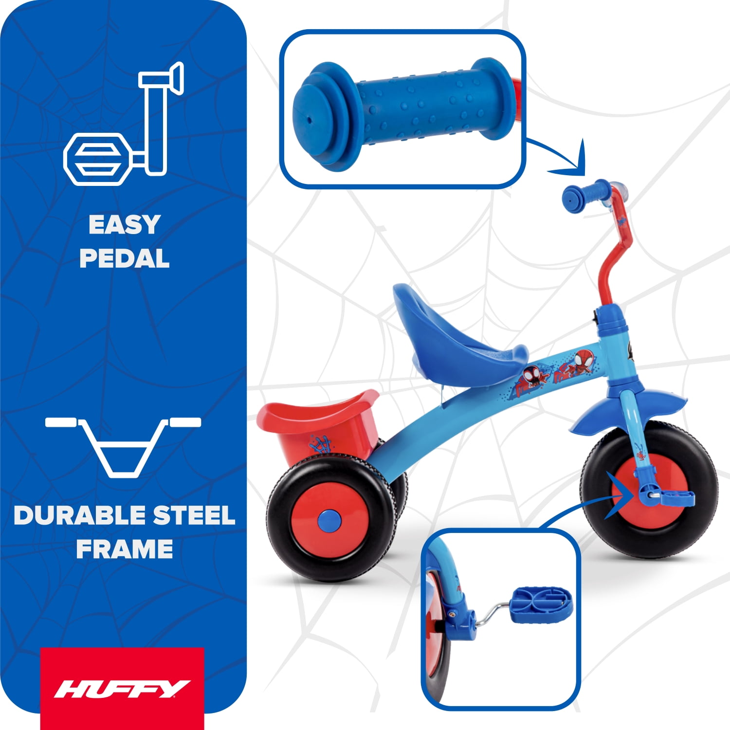 Huffy Spider-Man/Spidey and His Amazing Friends Tricycle, Ages 3+, Blue, Kids, Boys