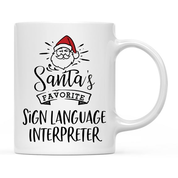 Koyal Wholesale Santa Claus Ceramic Coffee Mug, Santa's Favorite Sign Language Interpreter