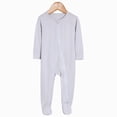 thumbnail image 2 of Footed Long Sleeve Baby Pajamas With Zipper Cotton Infant Sleepers, 2 of 9