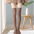 thumbnail image 2 of Lovskoo 2024 Fleece Lined Tights for Women Fake Translucent Warm Fleece Pantyhose Thick Solid Stockings Stretch Warm Leggings Coffee, 2 of 4