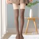 thumbnail image 1 of Calcetines de moda para mujer, falsos, translúcidos, cálidos, de forro polar, color café liso., 1 of 4