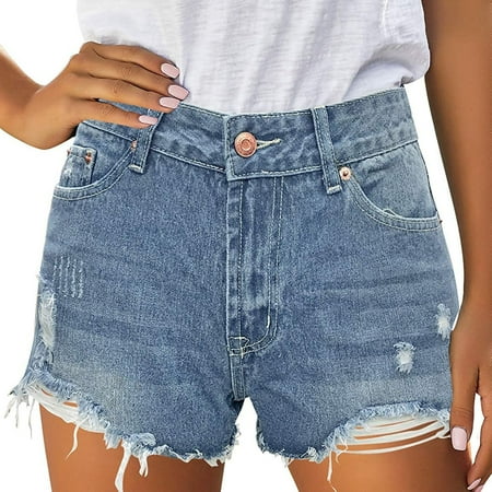 

Cathalem Summer Dresses for Short Women Pants Bottom Hole Jeans Casual Denim Ripped Shorts Frayed Shorts Womens Pajama Shorts Shorts Light Blue Large
