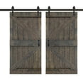 thumbnail image 2 of ISLIFE  84in x 84 in K Style Finished  Solid Wood Sliding Barn Door With Installation Hardware Kit (Smoky Gray）, 2 of 5