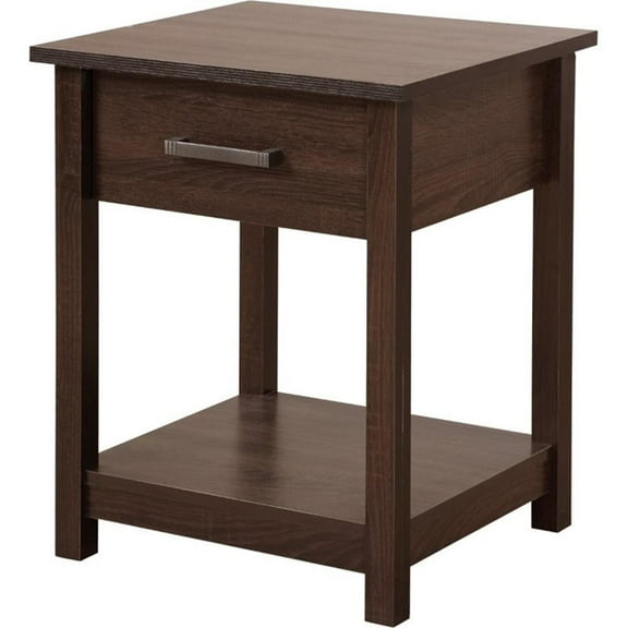 Pemberly Row Contemporary Solid Wood 1-Drawer Nightstand in Wenge