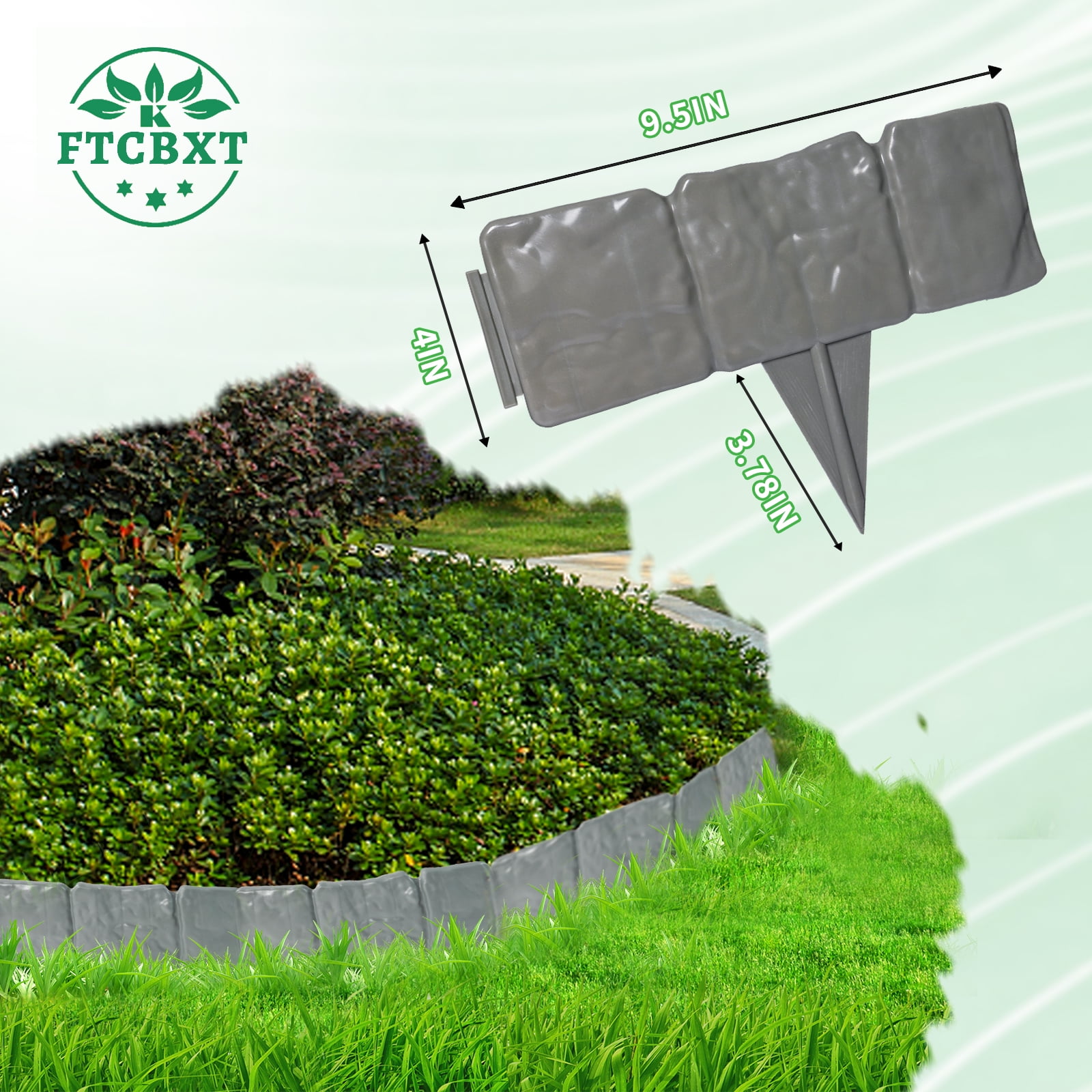 2025 New Landscape Edging Border,16 ft Plastic Stone Effect Garden Edging Border for Lawns,Flower Beds,Patios ,Yard (20 pcs, Gray)