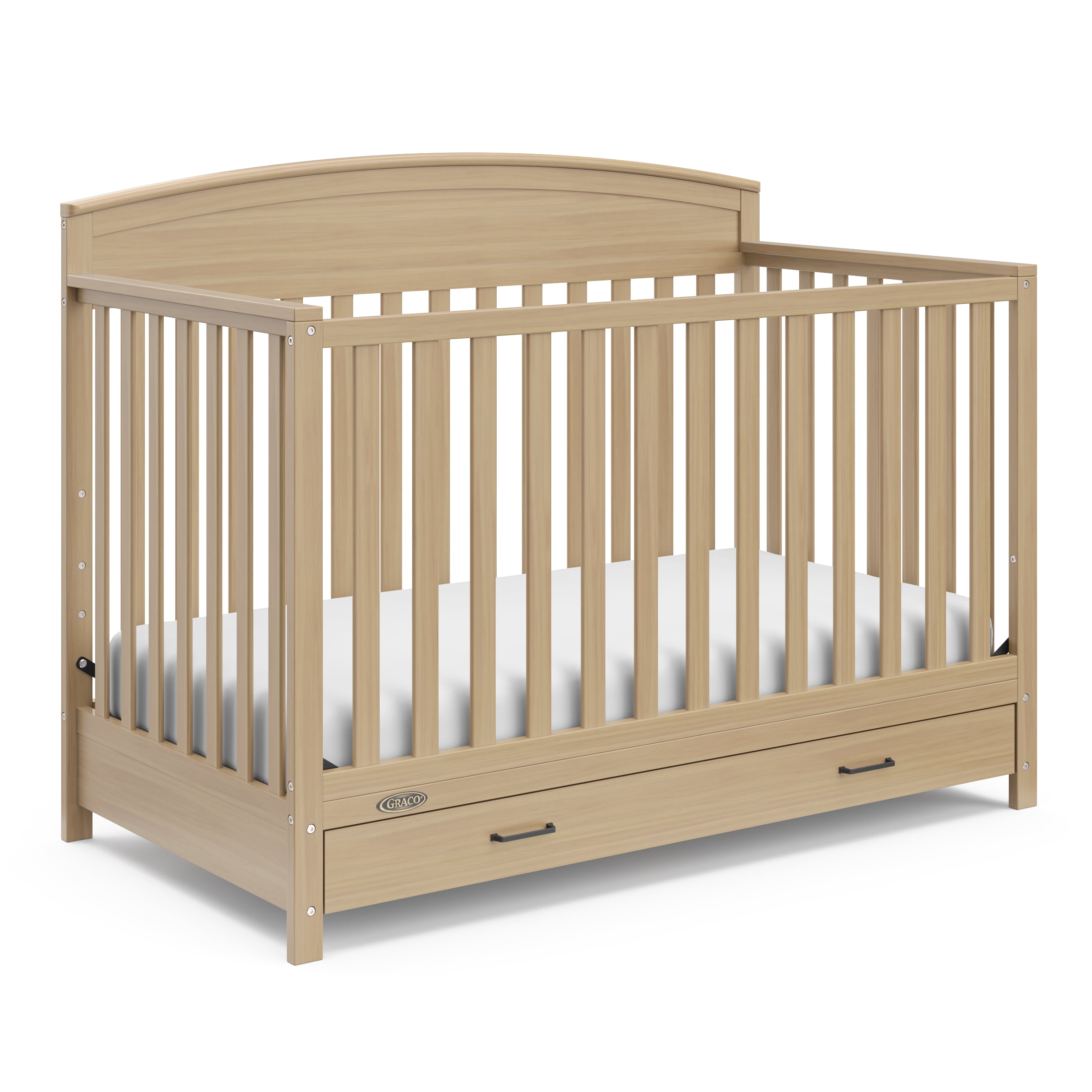 Graco Benton 5-in-1 Convertible Crib with Drawer and Premium Crib & Toddler Mattress Bundle, Driftwood