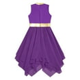 thumbnail image 6 of YONGHS Girls Praise Lyrical Dance Dress Sleeveless Asymmetrical Liturgical Worship Dancewear Performance Costume Purple 6, 6 of 7