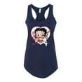 thumbnail image 2 of Wild Bobby, Betty Boop Heart Blowing Kiss Dog Betty Boop Ladies Racerback Tank Top, Navy, Medium, 2 of 5