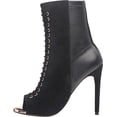 thumbnail image 3 of Ivy Kirzhner Candid Black Peep Toe High Heel Designer Suede and leather Booties (Black, 10), 3 of 4