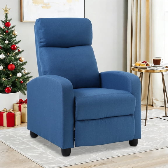NiamVelo Recliner Chair for Adults, Adjustable Reclining Chair Home Theater Seating with Extended Footrest, Modern Single Sofa for Living Room,Bedroom (Blue)