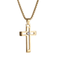 thumbnail image 2 of Collar Hombre de Cruz LUCKMAN, Acero Inoxidable y Zirconia Cúbica, Modelo Pier dorado UNITALLA, 2 of 6