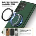 thumbnail image 2 of Allytechgroup Magnetic Case for Samsung Galaxy S22 Ultra, Built-in Invisible 360° Rotatable Kickstand, Compatible with MagSafe, PU Leather Slim Shockproof Protective Phone Case Cover, Darkgreen, 2 of 6