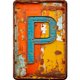 thumbnail image 1 of Placa de metal Vintage Cgtredaw Letra P Pintura Hierro Rectangular 20x30cm, 1 of 9