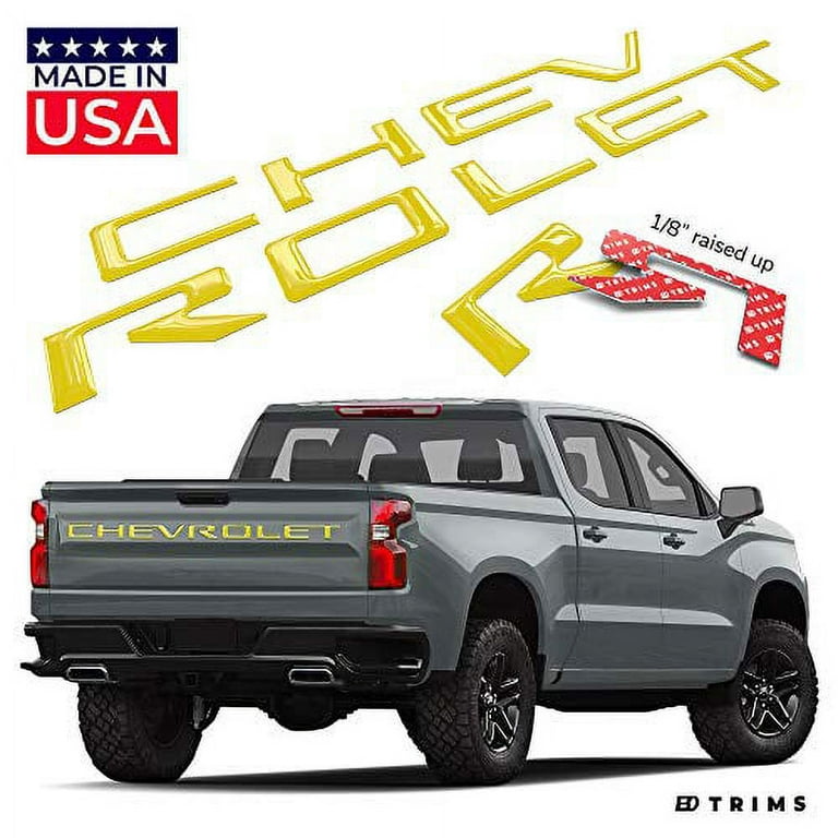 3D BLACK RED LINE DOMED TAILGATE LETTERS FOR 2019-2024 CHEVY