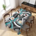 thumbnail image 3 of Turquoise Geometric Table Cloth Waterproof Tablecloths, Grey Classic Abstract Lines Striped Tablecloth Dining Table Cover for Kitchen Party Tabletop Outdoor, Rectangle Tablecloth 54x108 Inch, 3 of 9
