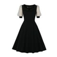 thumbnail image 1 of Robe Vintage pour Femmes des Années 1950 Rétro Rockabilly de Soirée Bal Manches Courtes Élégante Cocktail Ligne A Évasée Robe Swing, 1 of 6