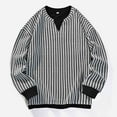 thumbnail image 2 of Yangnuo Mens Fashion Striped V-Neck Comfy Sweatshirts Men Solid-Color Fashionable Sports Loose Drawstring Pocket Long Sleeve Hoodless Sweatshirts, 2 of 5