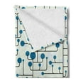 thumbnail image 2 of Geometric Soft Flannel Fleece Blanket, Abstract Lines Dots of Many Sizes Modern Pattern Ornamental Minimalistic, Cozy Plush for Indoor and Outdoor Use, 50" x 60", Blue Eggshell Black, by Ambesonne, 2 of 5