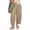 Brown#01, variant on Zynoxe Cotton Linen Pants for Women with Pockets Comfortbale Elastic Waist Drawstring Trousers Breathable Relaxed Fit Women's Wide Leg Pants Summer Versatile Casual Solid Color Cropped Pants S