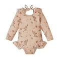 thumbnail image 2 of NAISIBABY Girls One-Piece Swimsuit, Long Sleeve Quick Dry Floral Beach Rash Guard Bathing Suit Beige 6Months, 2 of 9